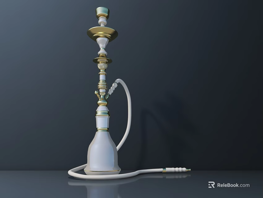 White And Gold Hardware Tool With Long Flexible Hose Design 3d model 