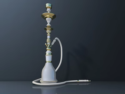 White And Gold Hardware Tool With Long Flexible Hose Design 3d model