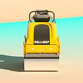 Yellow ROLLOAD Double Drum Road Roller With Gray Seat And Black Body 3d model