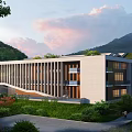 school teaching building stadium library 3d model
