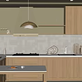 Modern Kitchen Interior Design With Wooden Cabinets White Countertop Island Counter Pendant Lights And Appliances
