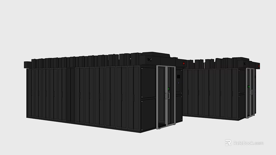 Modern Black Server Racks With Advanced Network Equipment For Data Centers 3d model