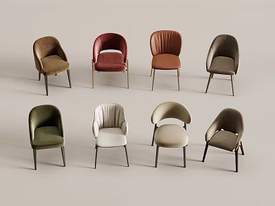 Modern Upholstered Dining Chairs With Multiple Colors And Metal Legs Various Styles 3d model