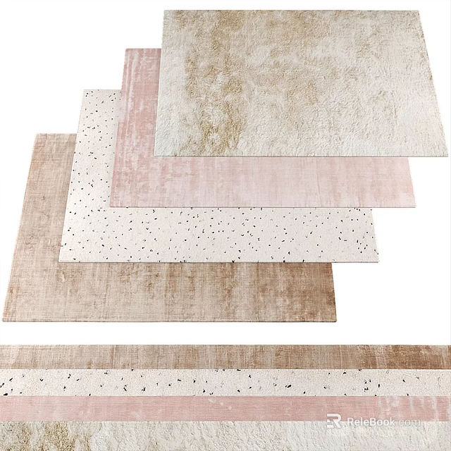 Square Rugs With Various Beige Pink Textured And Speckled Designs 3d model 