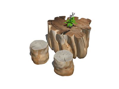 New Chinese root carving tea sea coffee table combination 3d model