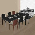 Modern Open Kitchen Dining Table And Chairs With Mixed Color Seats Napkins And Magazines