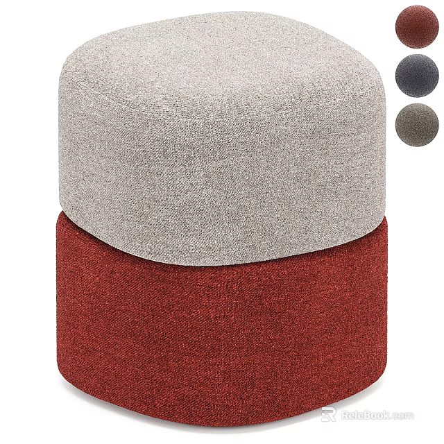 Modern Two Layer Stool Featuring Light Gray Top Red Base And Color Options 3d model 