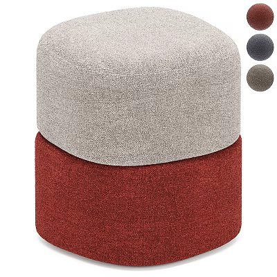 Modern Two Layer Stool Featuring Light Gray Top Red Base And Color Options 3d model