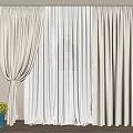 Elegant Cream Colored Layered Curtains With Sheer Voile Hanging By Window