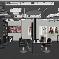 Modern Hair Salon Interior With Stylish Chairs Mirrors Workstations And Hanging Lights