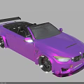 Purple Modified Convertible Car With Open Top Black Spoiler And Wheels
