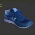Blue Retro Sneakers With Pink White Accents And Side Logo Design