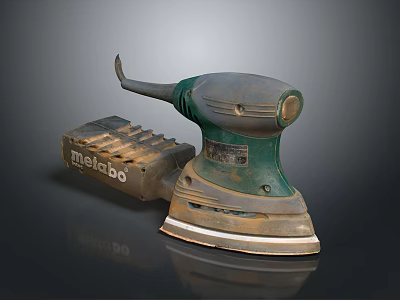 Old Worn Green Gray Maxbo Electric Sander with Base for Computer Case Polishing 3d model