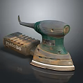 Old Worn Green Gray Maxbo Electric Sander with Base for Computer Case Polishing 3d model