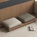 Comfortable Gray Cushions On Wooden Base For Japanese Style Home Decor