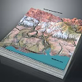 3D Topographic Model Featuring Continental Shelf Slope Trench Mountains And Rivers
