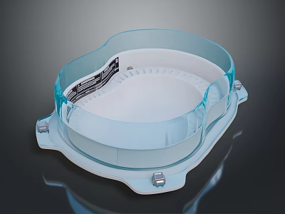 Transparent Plastic Daily Use Container With White Interior Labeled Surface And Fixed Base 3d model