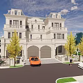 Elegant Two Story Semi Detached Villa With White Exterior And Landscaped Garden
