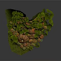 Triangular Autumn Decorative Structure With Small Pumpkins And Lush Green Foliage