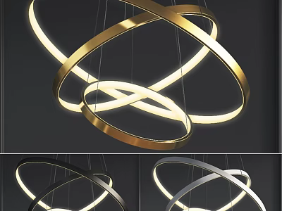 Modern Intertwined Circular Ring Chandelier With Illuminated Gold Finish For Interior Lighting 3d model