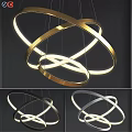 Modern Intertwined Circular Ring Chandelier With Illuminated Gold Finish For Interior Lighting