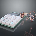Electronic Device Keyboard With White Keys Green Circuit Board And Copper Coils 3d model