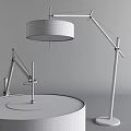 Modern Floor Lamp With Adjustable Arm Metal Structure Fabric Shade And Sleek Design