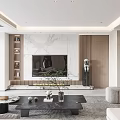 Modern Living Room Interior With Beige Sofa Coffee Table Bookshelf And Area Rug