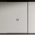 Modern White Wardrobe Interior with Sleek Design and Multiple Doors 3d model