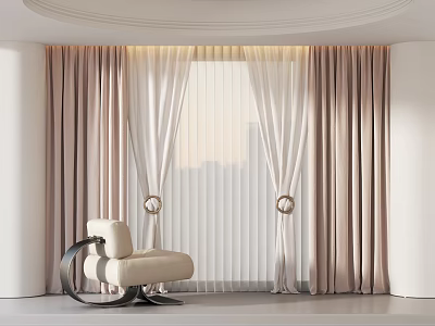 Modern Curtain Fabric Curtain Gauze Curtain Lounge Chair 3d model