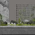 Garden Miniature Landscape with Green Plants Rock Formations and White Deer Decorations
