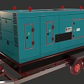 Blue Mobile Functional Generator Vehicle with Trailer Hitch and Dual Wheels 3d model