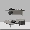 Modern Minimalist Coffee Table Design With Round White Top And Black Support Base 3d model