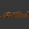 Brown Wooden Block Castle Fortifications With Spiked Tops Fence Structures And Circular Layout