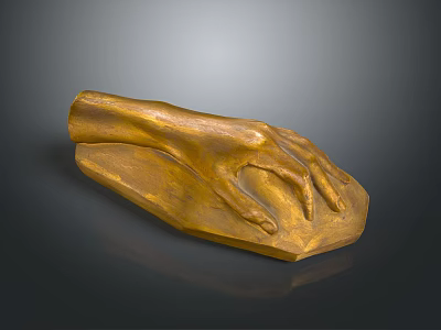 Golden Hand Sculpture with Bronze Like Material and Smooth Surface on Dark Background 3d model