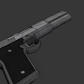 Modern Semi Automatic Pistol With Metallic Finish And Black Grip Design