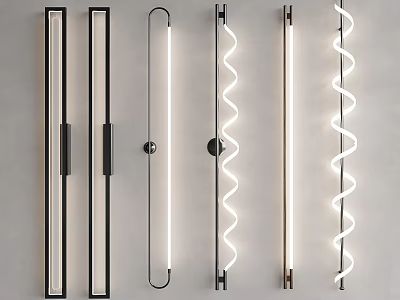 Modern Wall Mounted Lamps With Linear Spiral Shapes Metal Frames Illuminated 3d model