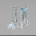 Futuristic Architectural Structures With Unique Spiral Mesh Design And White Blue Petal Like Bases