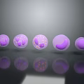 Purple Medical Device Spheres with Internal Cell Structures and Reflective Bottom Reflections