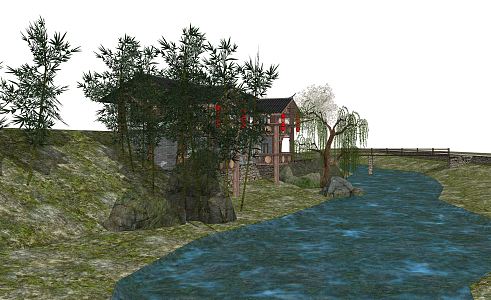 Chinese Style Folk House Rural Folk House 3d model