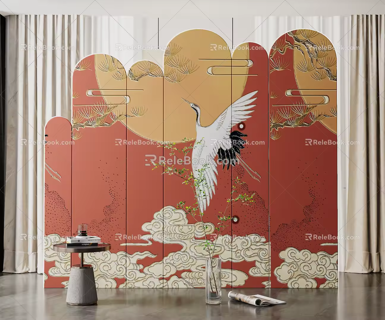 New Chinese-style screen partition screen 3d model