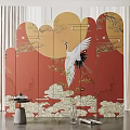 New Chinese-style screen partition screen 3d model