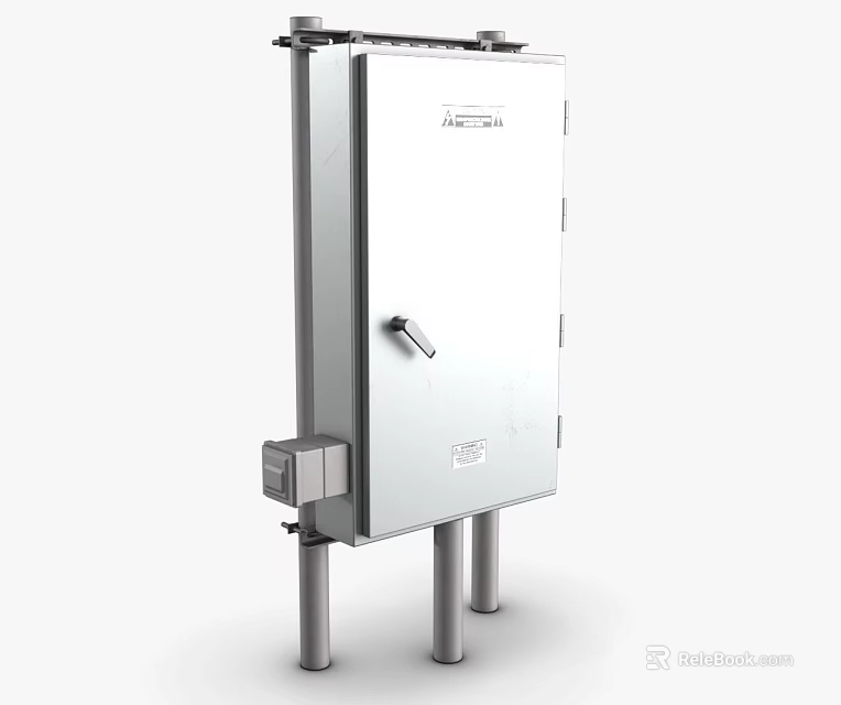 Stainless Steel Industrial Control Cabinet With Lockable Door And Support Legs 3d model 