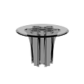 Round Modern Coffee Table With Glass Top And Black Structured Base 3d model