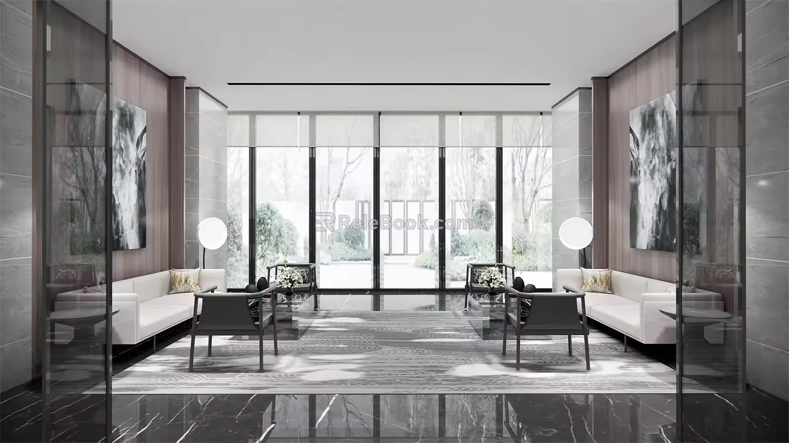 Modern reception area Sales office Reception area 3d model