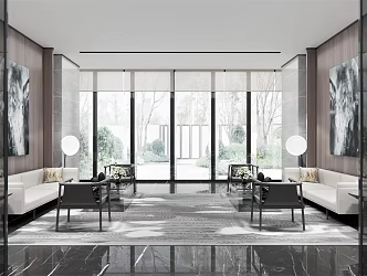 Modern reception area Sales office Reception area 3d model