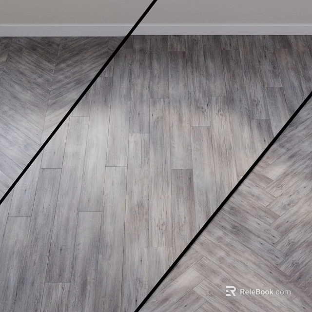 Modern Gray Wooden Floor Components With Herringbone Pattern And Black Divider Lines 3d model 