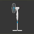 White And Blue Standing Electric Fan With Adjustable Height And Stable Base