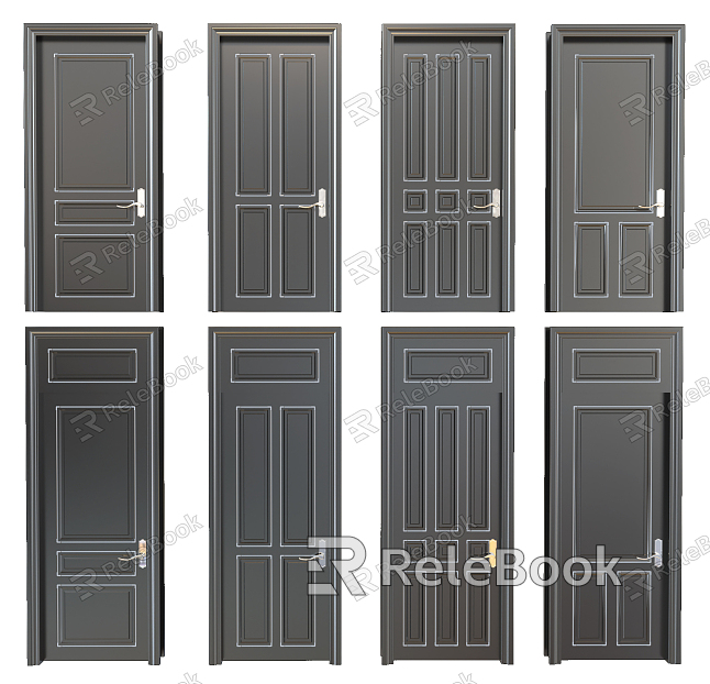 Modern swing door single door metal door study door conference room door model