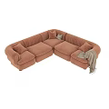 Cozy Orange Velvet Multi Seater Sofa With Plush Armrests And Cushions